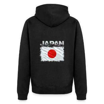 Japan - Unisex Premium Bio Zip Hoodie - Schwarz - Hinten - Nico (187cm)