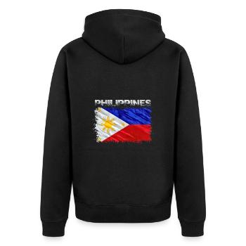 Philippinen - Unisex Premium Bio Zip Hoodie - Schwarz - Hinten - Nico (187cm)