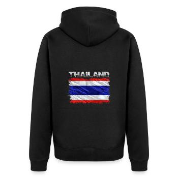 Thailand - Unisex Premium Bio Zip Hoodie - Schwarz - Hinten - Nico (187cm)