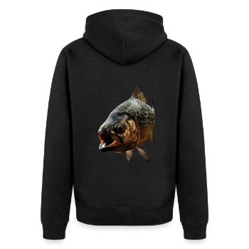 Piranha - Unisex Premium Organic Zip Hoodie - black - Back - Nico (187cm)