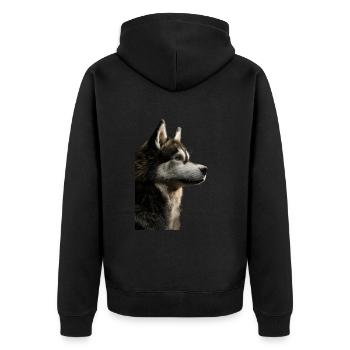 Alaskan Malamute - Unisex Premium Bio Zip Hoodie - Schwarz - Hinten - Nico (187cm)
