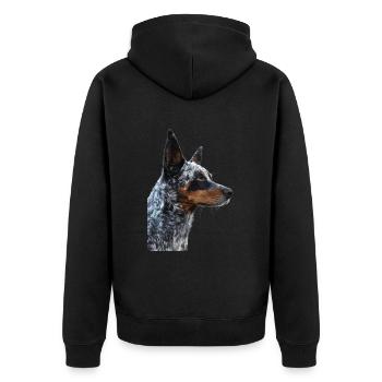 Australischer Treibhund - Unisex Premium Bio Zip Hoodie - Schwarz - Hinten - Nico (187cm)