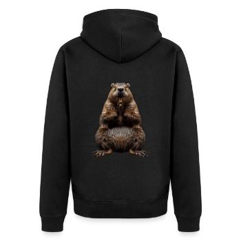 Biber - Unisex Premium Bio Zip Hoodie - Schwarz - Hinten - Nico (187cm)