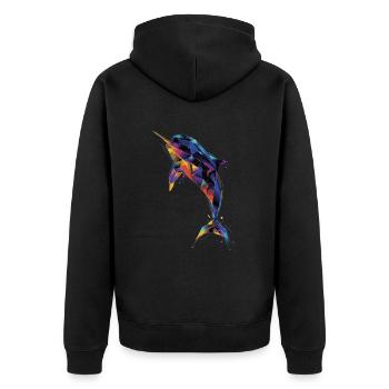 Narwal - Unisex Premium Bio Zip Hoodie - Schwarz - Hinten - Nico (187cm)