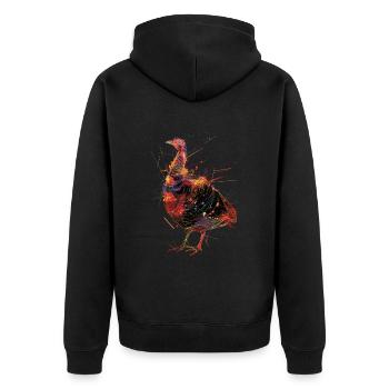 Truthahn - Unisex Premium Bio Zip Hoodie - Schwarz - Hinten - Nico (187cm)