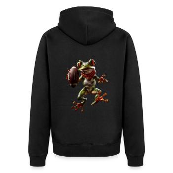 Frog - Unisex Premium Organic Zip Hoodie - black - Back - Nico (187cm)