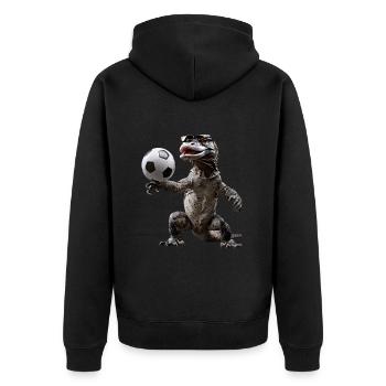 Komodowaran - Unisex Premium Bio Zip Hoodie - Schwarz - Hinten - Nico (187cm)