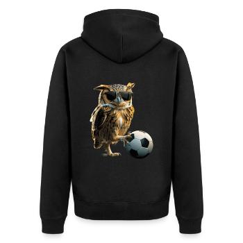 Eule - Unisex Premium Bio Zip Hoodie - Schwarz - Hinten - Nico (187cm)