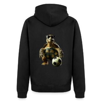Turtle - Unisex Premium Organic Zip Hoodie - black - Back - Nico (187cm)