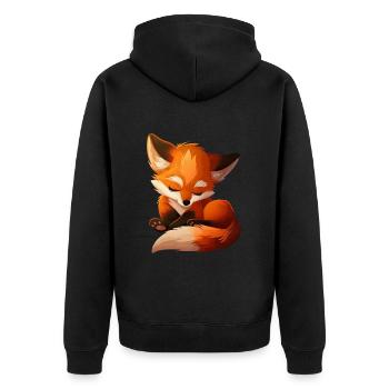 Fuchs - Unisex Premium Bio Zip Hoodie - Schwarz - Hinten - Nico (187cm)