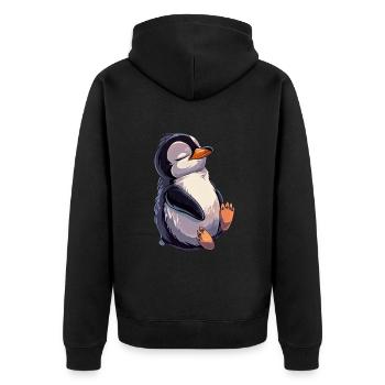 Penguin - Unisex Premium Organic Zip Hoodie - black - Back - Nico (187cm)