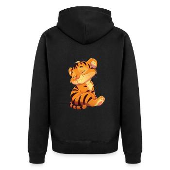 Tiger - Unisex Premium Organic Zip Hoodie - black - Back - Nico (187cm)