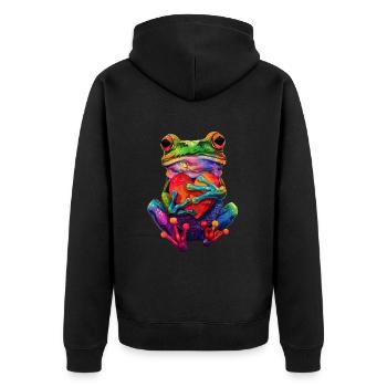 Frog - Unisex Premium Organic Zip Hoodie - black - Back - Nico (187cm)