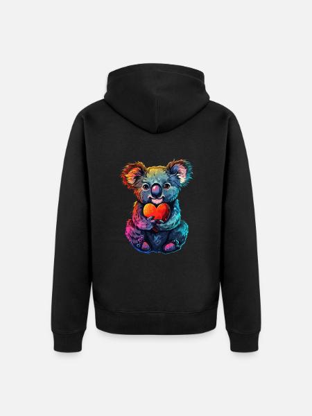 Koala - Unisex Premium Bio Zip Hoodie - Schwarz