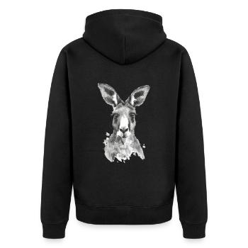 Känguru - Unisex Premium Bio Zip Hoodie - Schwarz - Hinten - Nico (187cm)