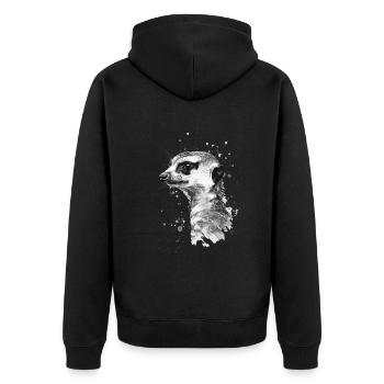 Meerkat - Unisex Premium Organic Zip Hoodie - black - Back - Nico (187cm)
