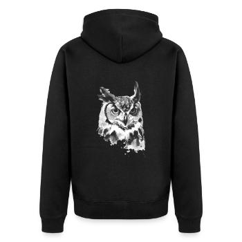 Eule - Unisex Premium Bio Zip Hoodie - Schwarz - Hinten - Nico (187cm)