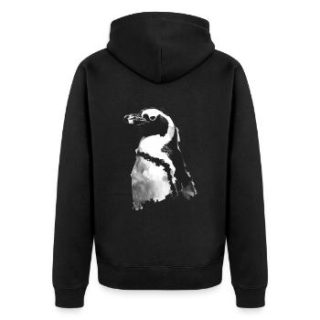 Penguin - Unisex Premium Organic Zip Hoodie - black - Back - Nico (187cm)