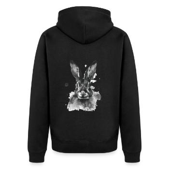 Kaninchen - Unisex Premium Bio Zip Hoodie - Schwarz - Hinten - Nico (187cm)