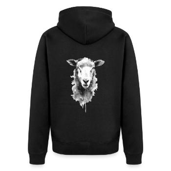 Schaf - Unisex Premium Bio Zip Hoodie - Schwarz - Hinten - Nico (187cm)