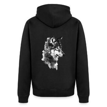 Wolf - Unisex Premium Bio Zip Hoodie - Schwarz - Hinten - Nico (187cm)