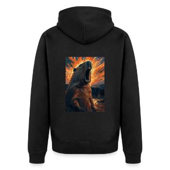 Wasserschwein - Unisex Premium Bio Zip Hoodie - Schwarz - Hinten - Nico (187cm)
