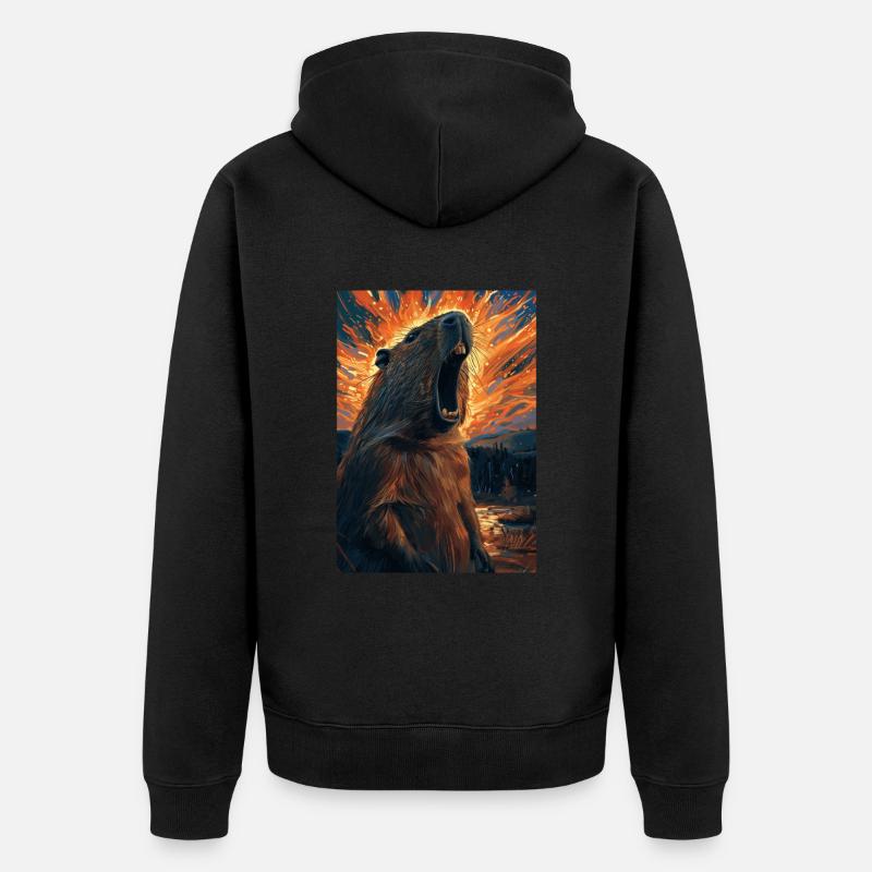 Wasserschwein - Unisex Premium Bio Zip Hoodie - Schwarz