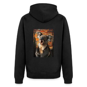 Koala - Unisex Premium Bio Zip Hoodie - Schwarz - Hinten - Nico (187cm)