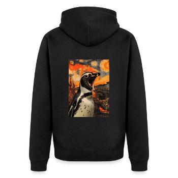 Penguin - Unisex Premium Organic Zip Hoodie - black - Back - Nico (187cm)
