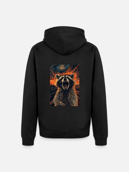 Raccoon - Unisex Premium Organic Zip Hoodie - black