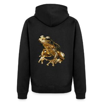 Frog - Unisex Premium Organic Zip Hoodie - black - Back - Nico (187cm)