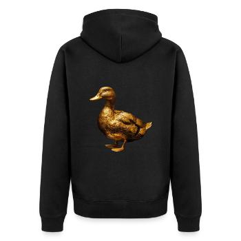 Ente - Unisex Premium Bio Zip Hoodie - Schwarz - Hinten - Nico (187cm)