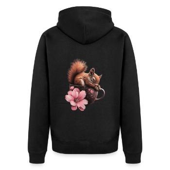 Squirrel - Unisex Premium Organic Zip Hoodie - black - Back - Nico (187cm)