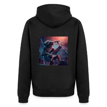 Pavian - Unisex Premium Bio Zip Hoodie - Schwarz - Hinten - Nico (187cm)