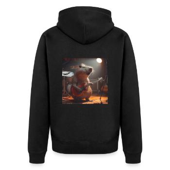 Wasserschwein - Unisex Premium Bio Zip Hoodie - Schwarz - Hinten - Nico (187cm)