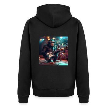 Schimpanse - Unisex Premium Bio Zip Hoodie - Schwarz - Hinten - Nico (187cm)
