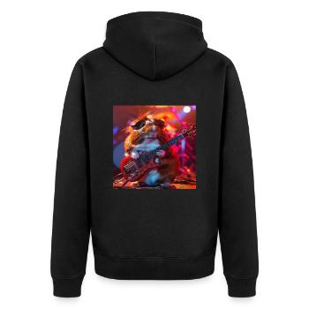 Meerschweinchen - Unisex Premium Bio Zip Hoodie - Schwarz - Hinten - Nico (187cm)