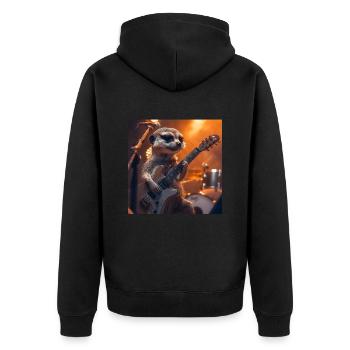 Meerkat - Unisex Premium Organic Zip Hoodie - black - Back - Nico (187cm)