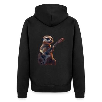 Meerkat - Unisex Premium Organic Zip Hoodie - black - Back - Nico (187cm)