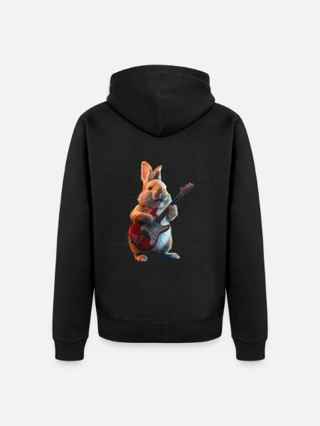 Rabbit - Unisex Premium Organic Zip Hoodie - black