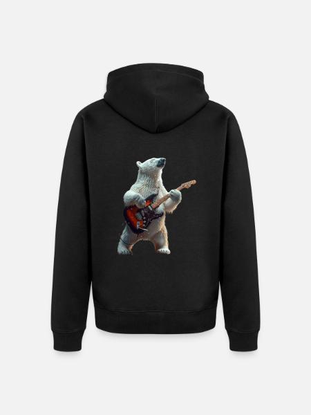 Isbjørn - Premium økologisk unisex-hættejakke - sort