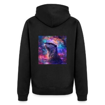Otter - Unisex Premium Bio Zip Hoodie - Schwarz - Hinten - Nico (187cm)