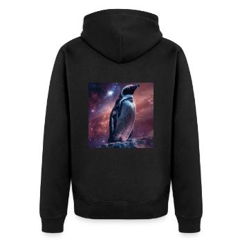 Penguin - Unisex Premium Organic Zip Hoodie - black - Back - Nico (187cm)