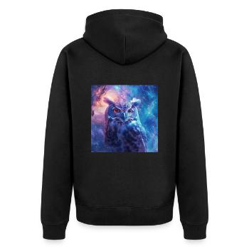 Eule - Unisex Premium Bio Zip Hoodie - Schwarz - Hinten - Nico (187cm)