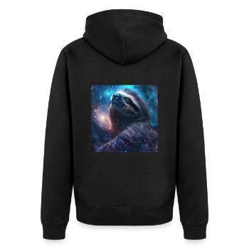 Faultier - Unisex Premium Bio Zip Hoodie - Schwarz - Hinten - Nico (187cm)