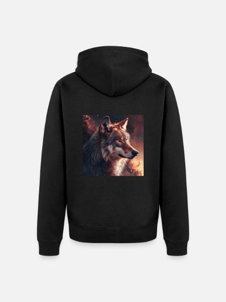 Wolf - Unisex Premium Organic Zip Hoodie - black