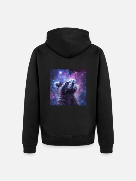 Raccoon - Unisex Premium Organic Zip Hoodie - black