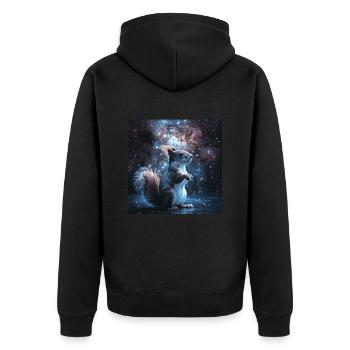 Squirrel - Unisex Premium Organic Zip Hoodie - black - Back - Nico (187cm)