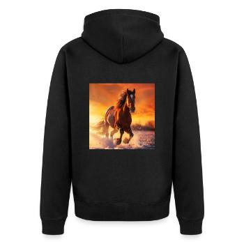 Pferd - Unisex Premium Bio Zip Hoodie - Schwarz - Hinten - Nico (187cm)