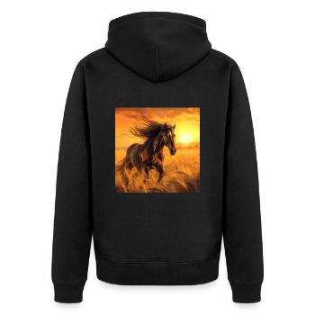 Pferd - Unisex Premium Bio Zip Hoodie - Schwarz - Hinten - Nico (187cm)